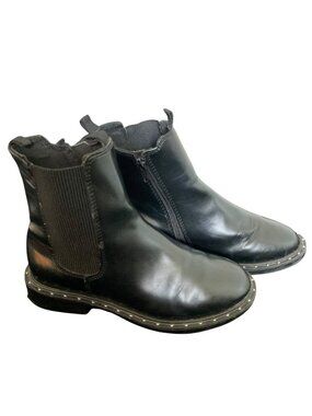 ZARA Kids Black Chelsea Boots EU 33 Studded Sole Zip Ankle Shoes